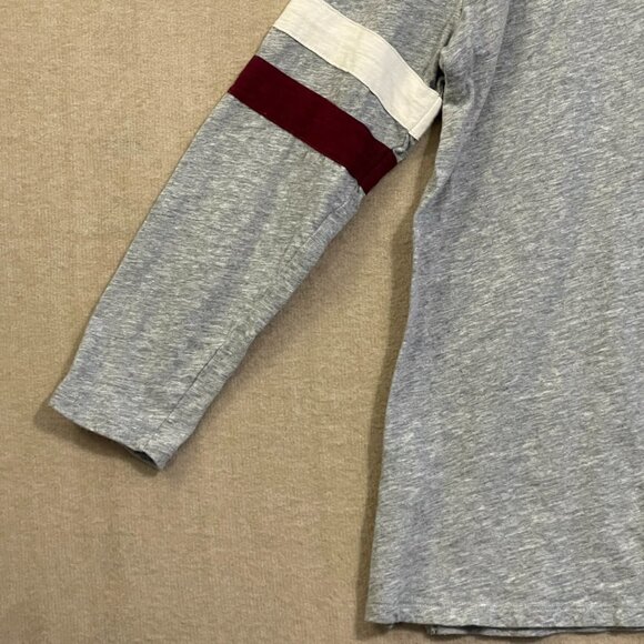 Old Navy Top Women's Medium Gray, Burgundy, White Long Sleeve - Picture 10 of 11